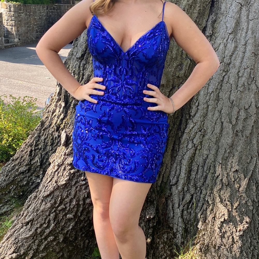 Blue Sequin Homecoming dress